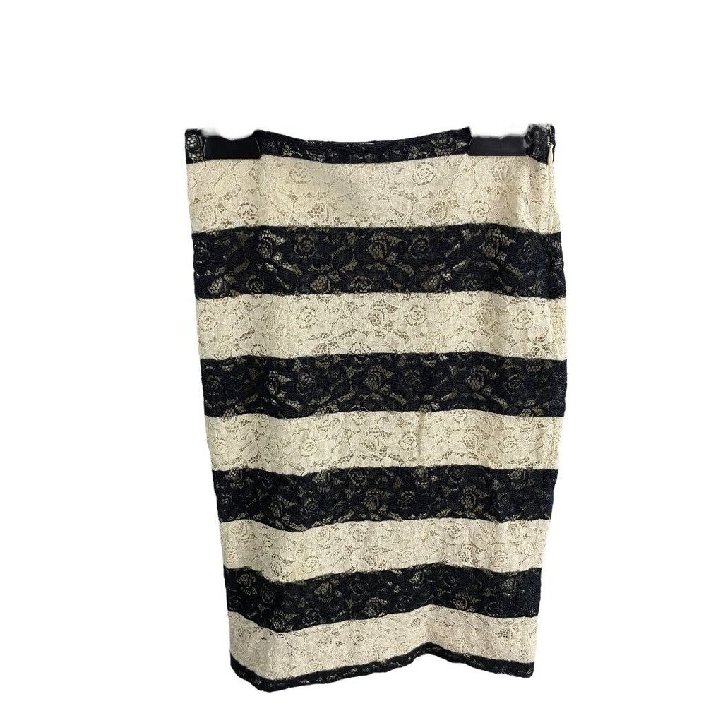 Size 0 The Limited Black Ivory Lace Lined Pencil‎ Skirt 23.5" Length